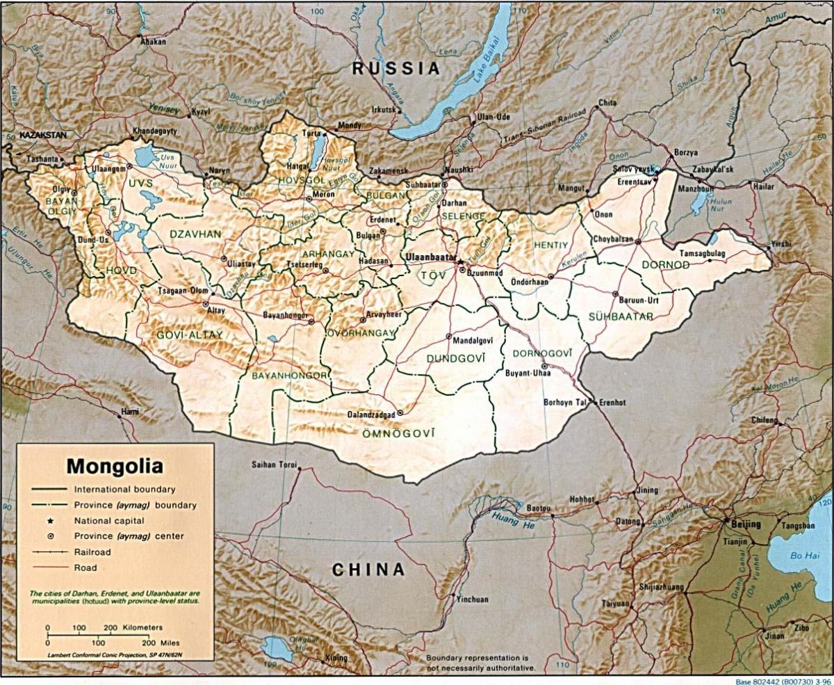 Монголија географској карти