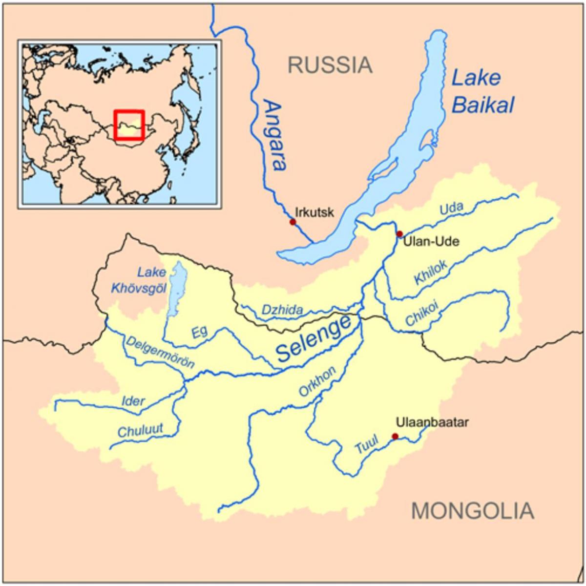 карта реке Монголији 