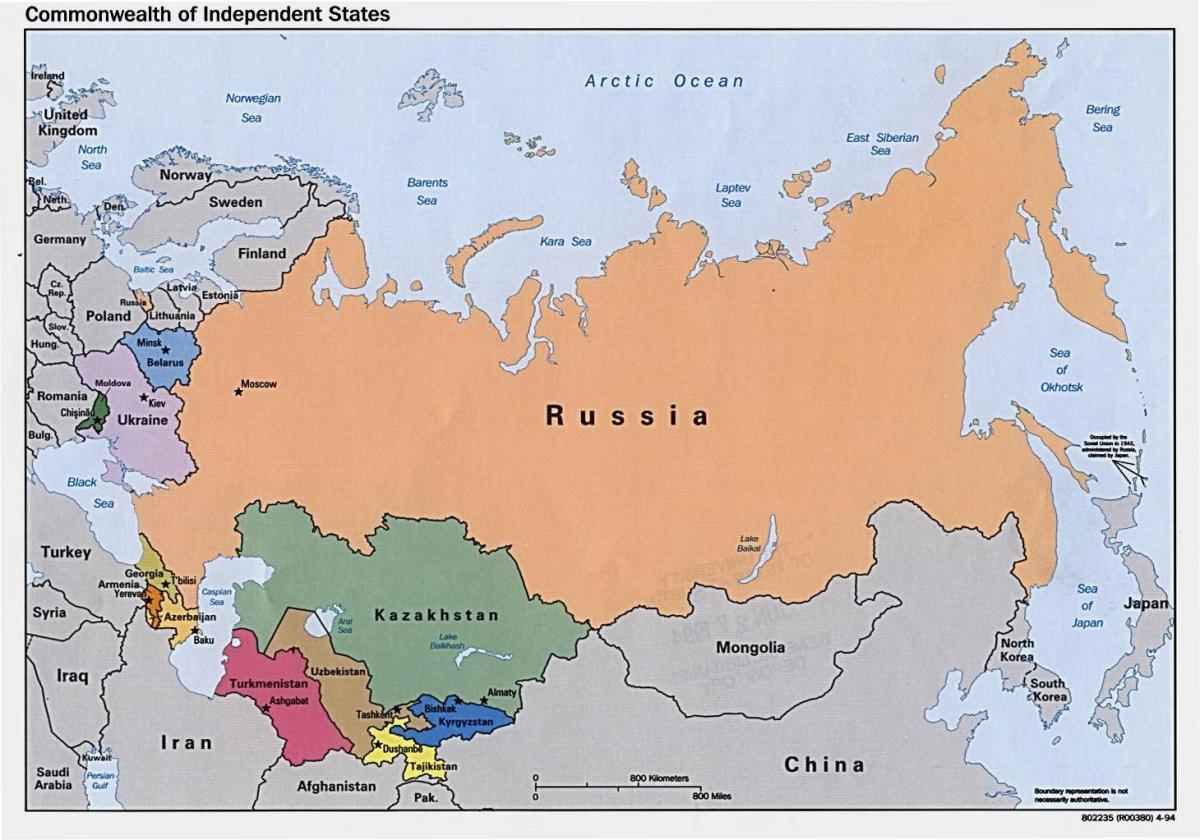 мапа Русије и Монголије