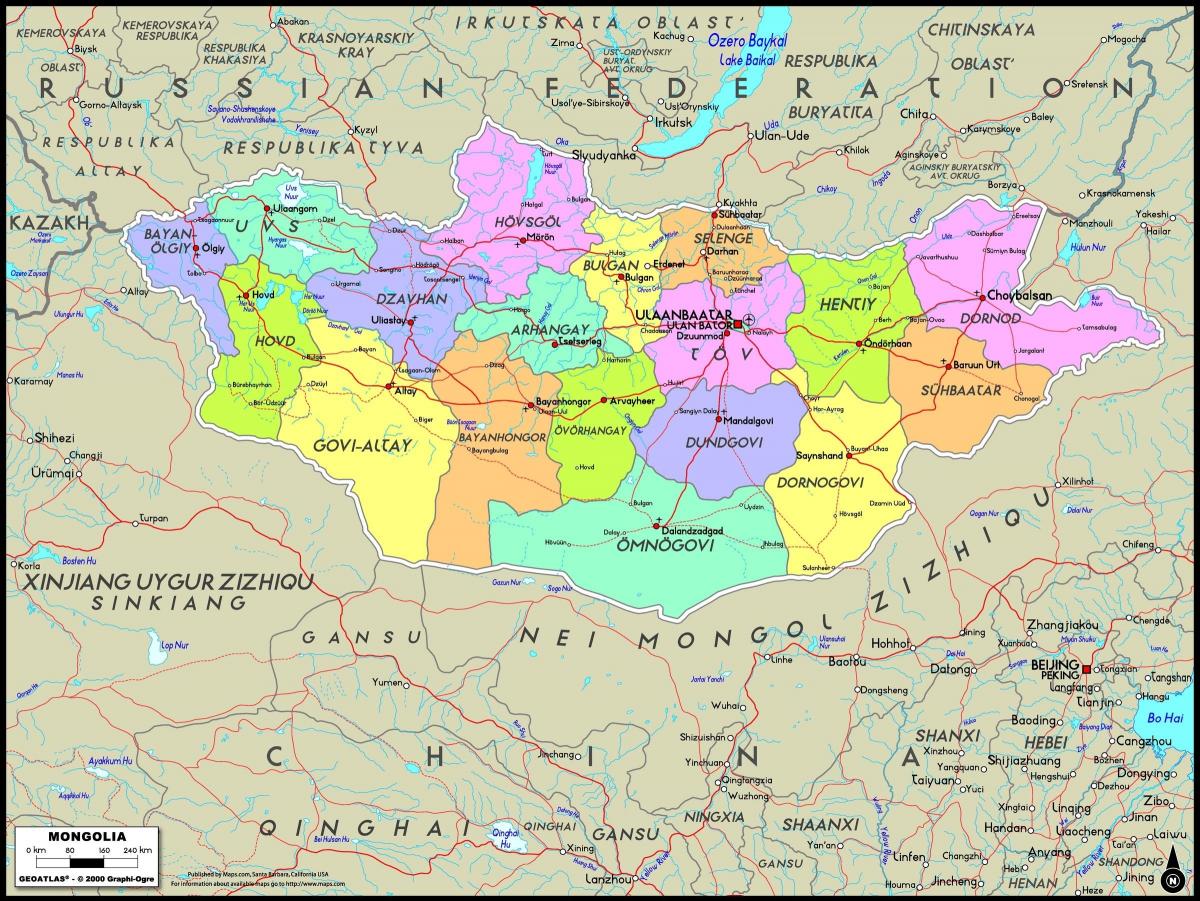 физичка мапа Монголије