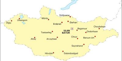 Мапа Монголије са градовима