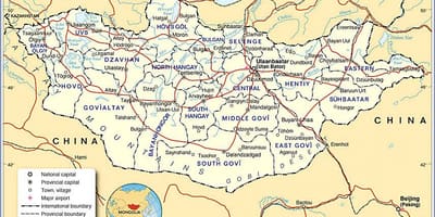 Монголија туристичка карта